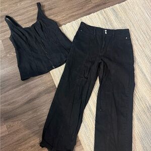 Universal Thread Black Denim Wide Leg/Corset Set